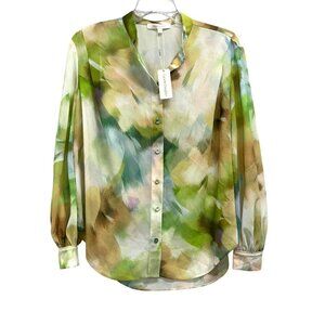 Favorite Daughter $248 Abstract Brushstroke Blouse Button Top Small NWT